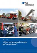 Deckblatt des Medienheftes mit Feuerwehrfahrzeug, Radlader, Drehleiter und Personen bei der Prüfung des Ölstandes