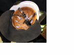 veraltetes Innenteil eines Feuerwehrhelms