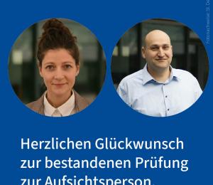 Henriette Karsten und Stephan Deckert haben ihre Prüfungen zur Aufsichtsperson bestanden